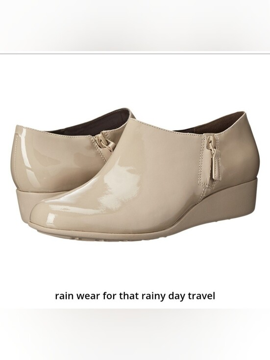 Cole Haan Shoes - COLE HAAN GRANDOS Callie Waterproof Patent Leather Wedge Rainbooties - Cream, 7